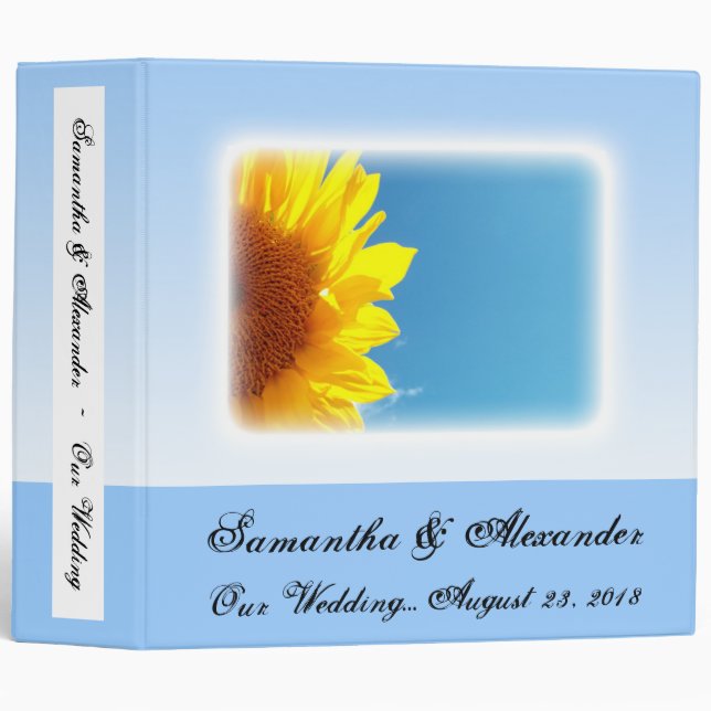 Summer Blue Sky with Yellow Sunflower 3 Ring Binder (Front/Spine)