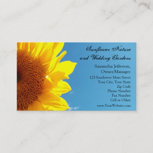 Summer Blue Sky with Yellow Sunflower Business Card Template