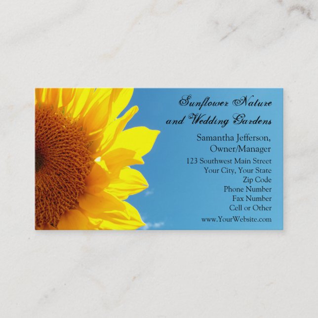 Summer Blue Sky with Yellow Sunflower Business Card (Front)