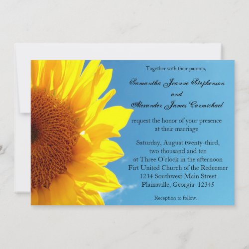 Summer Blue Sky with Yellow Sunflower Personalized Invitations