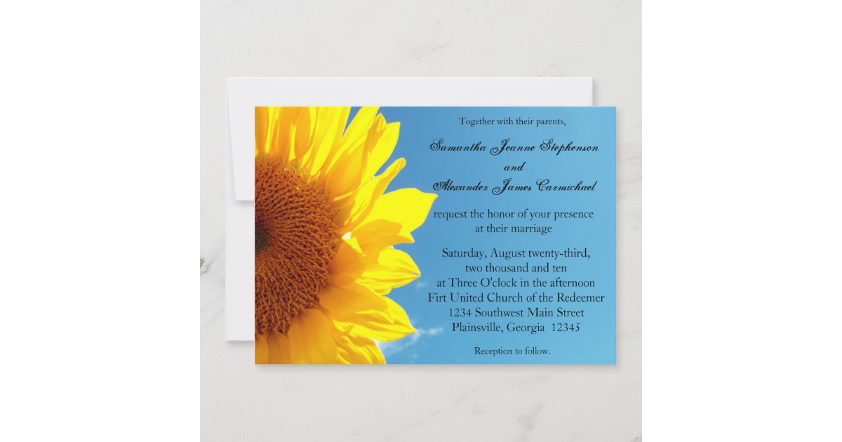 Summer Blue Sky with Yellow Sunflower Invitation | Zazzle