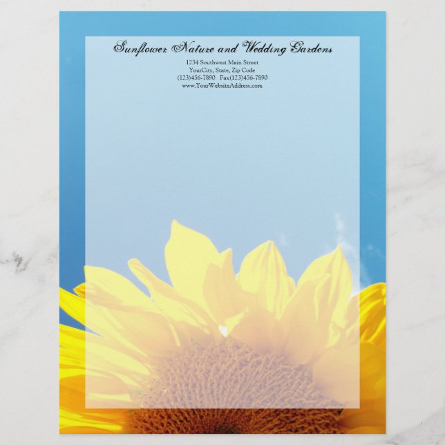 Summer Blue Sky with Yellow Sunflower Letterhead (Front)