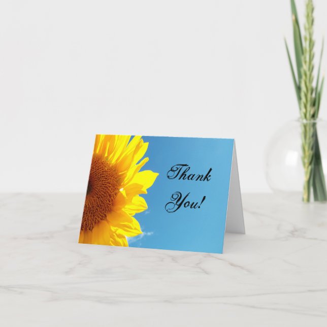 Summer Blue Sky with Yellow Sunflower Thank You Card (Front)