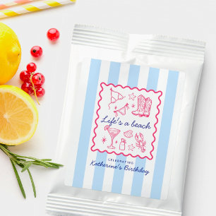 Summer Blue Stripes Life's a Beach Birthday Party  Margarita Drink Mix