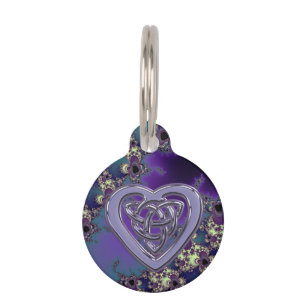 Summer Blues Fractal Celtic Heart Knot Pet Tag
