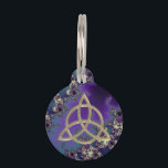 Summer Blues Fractal Celtic Knot Pet Tag<br><div class="desc">Summer Blues Fractal Celtic Knot Pet Tag. Elegant, modern and unique metallic gold Celtic "endless knots" on the summer blues fractal collection pet tag Fill in your pet's initial at the prompt. Celtic knots are an ancient Celtic traditional art form characterized by having no beginning and no end. They symbolize...</div>