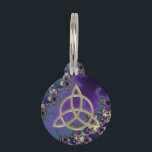 Summer Blues Fractal Celtic Knot Pet Tag<br><div class="desc">Summer Blues Fractal Celtic Knot Pet Tag. Elegant, modern and unique metallic gold Celtic "endless knots" on the summer blues fractal collection pet tag Fill in your pet's initial at the prompt. Celtic knots are an ancient Celtic traditional art form characterized by having no beginning and no end. They symbolize...</div>