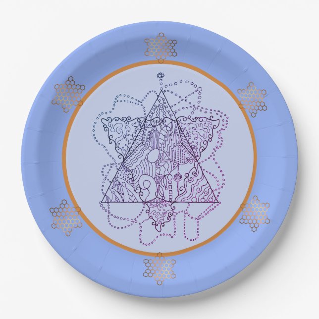 Summer Blues Jewish Star Paper Plate  (Front)