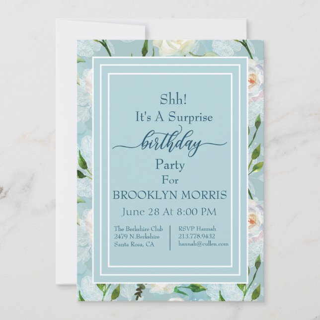 Summer Blush Lacy Floral Blooms Birthday Invitation (Front)