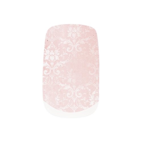 Summer Blush Pink White Damask Pattern Reverse Minx Nail Art
