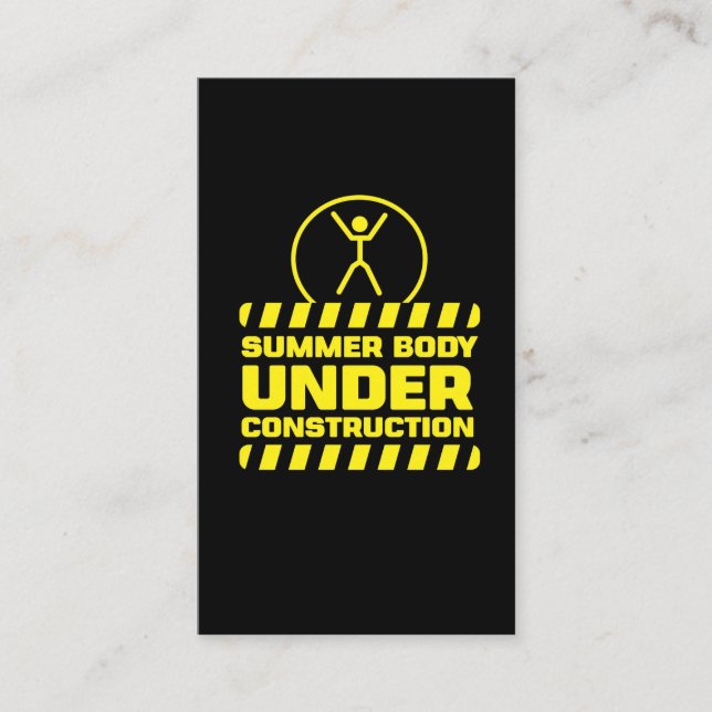 Summer Body under Construction Funny Fitness Excus Business Card (Front)