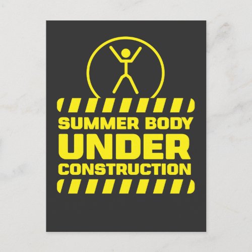 Summer Body under Construction Funny Fitness Excus Postcard