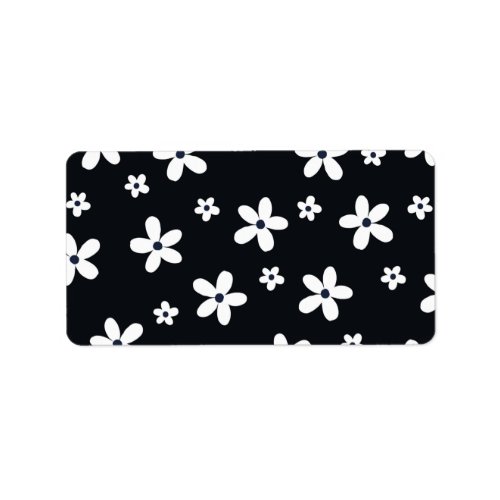 Summer Boho Black White Daisy Flowers Label