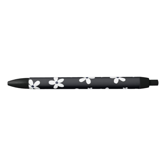 Summer Boho Black White Daisy Flowers Pen (Front)