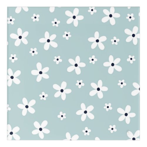 Summer Boho Blue White Daisy Flowers Acrylic Print