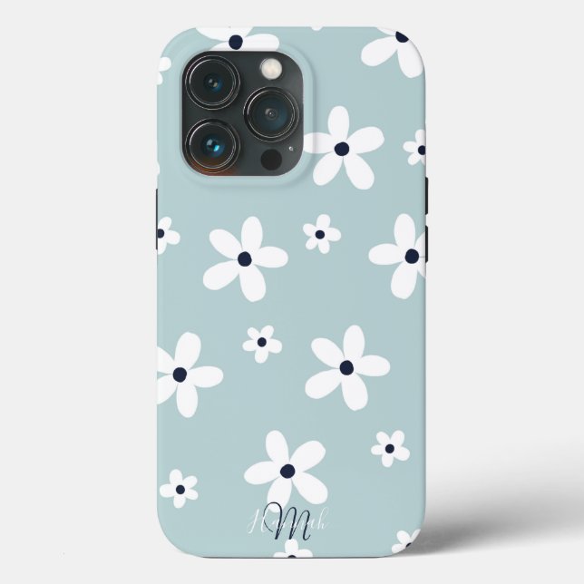 Summer Boho Blue White Daisy Flowers Case-Mate iPhone Case (Back)