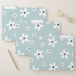 Summer Boho Blue White Daisy Flowers File Folder