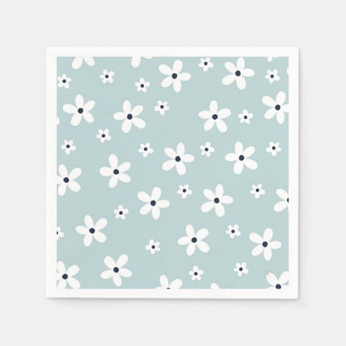 Summer Boho Blue White Daisy Flowers Napkins