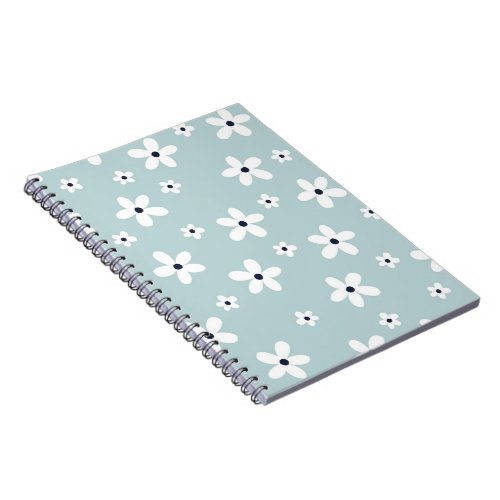 Summer Boho Blue White Daisy Flowers Notebook