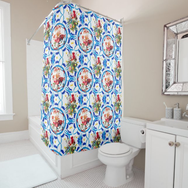 Summer ,boho,bohemian,floral ,Mediterranean style Shower Curtain (In Situ)