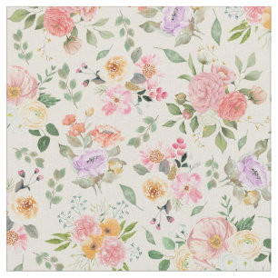 Summer Boho Floral on Pale Yellow Fabric
