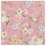 Summer Boho Floral on Rose Pink Fabric