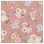 Summer Boho Floral on Tulip Pink Fabric