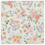 Summer Boho Floral on White Fabric