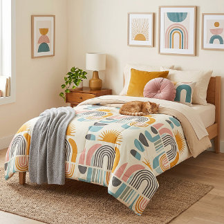 Summer boho-scandi minimalist pattern duvet cover