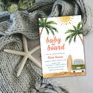 Summer Boho Surf Beach Van Baby Shower Invitation