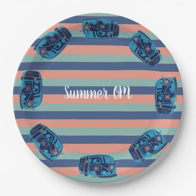 Summer Boho Van Paper Plates (Front)