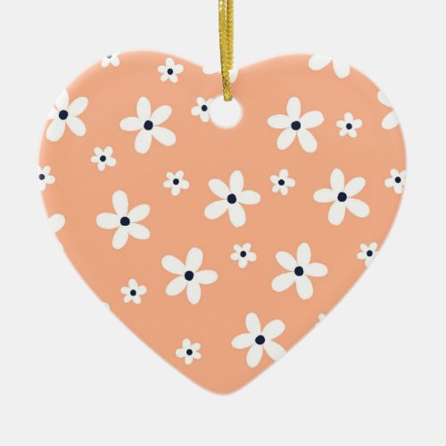 Summer Boho White Daisy Flowers Ceramic Ornament