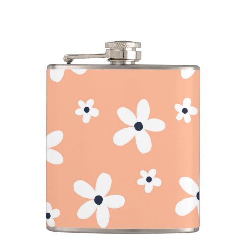 Summer Boho White Daisy Flowers Flask