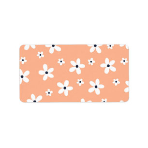 Summer Boho White Daisy Flowers Label
