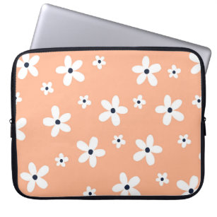 Summer Boho White Daisy Flowers Laptop Sleeve