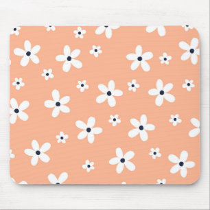 Summer Boho White Daisy Flowers Mouse Pad