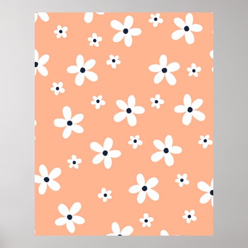 Summer Boho White Daisy Flowers Poster