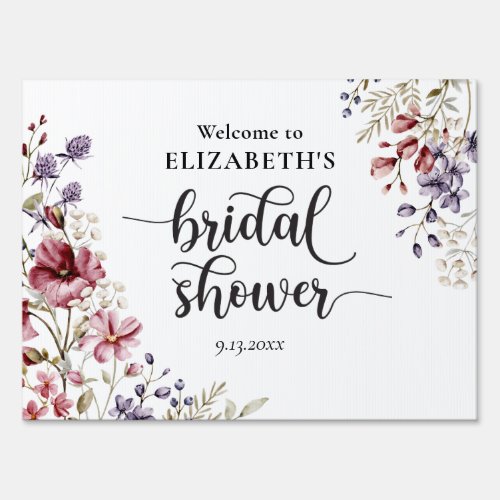 Summer Boho Wildflower Bridal Shower Welcome Sign