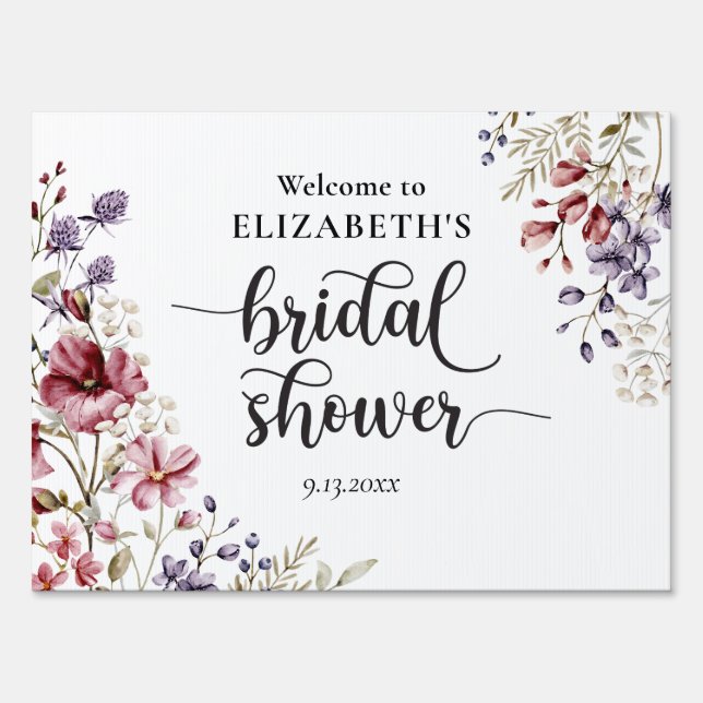 Summer Boho Wildflower Bridal Shower Welcome Sign (Front)