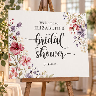 Summer Boho Wildflower Bridal Shower Welcome Sign
