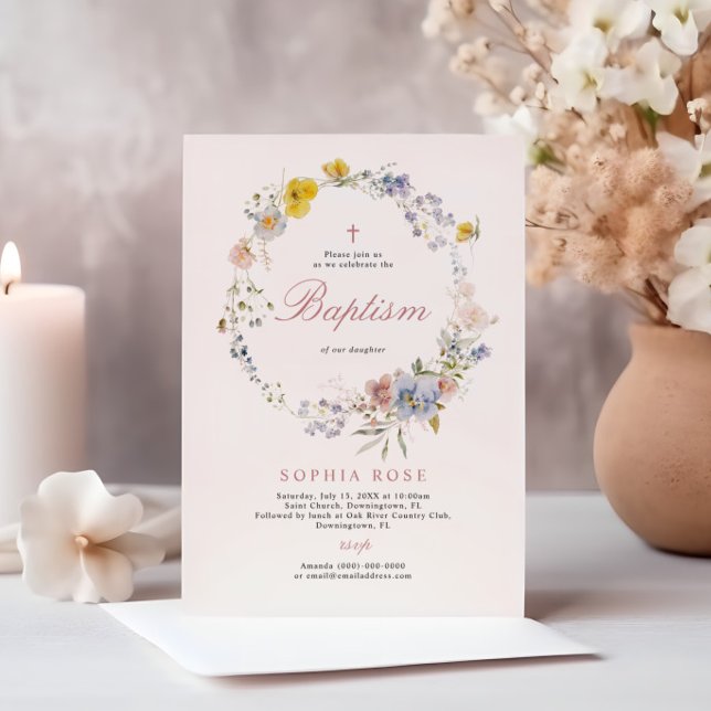Summer Boho Wildflowers Baptism Invitation (Creator Uploaded)