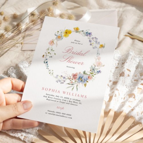 Summer Boho Wildflowers Bridal Shower Invitation