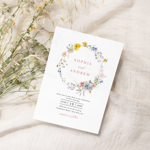 Summer Boho Wildflowers Wedding Invitation