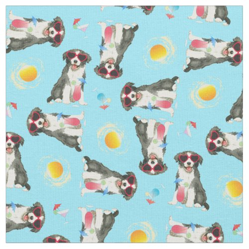 Summer Border Collie Fabric