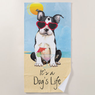 Summer Boston Terrier Beach Towel