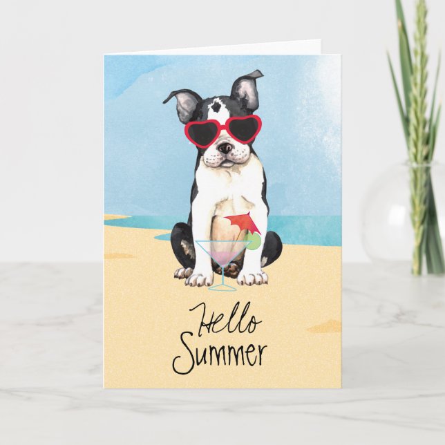 Summer Boston Terrier Card (Front)