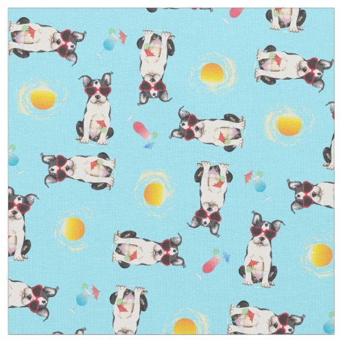 Summer Boston Terrier Fabric