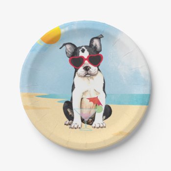 Summer Boston Terrier Paper Plates by DogsInk at Zazzle