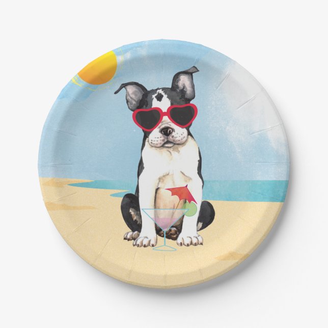 Summer Boston Terrier Paper Plates (Front)