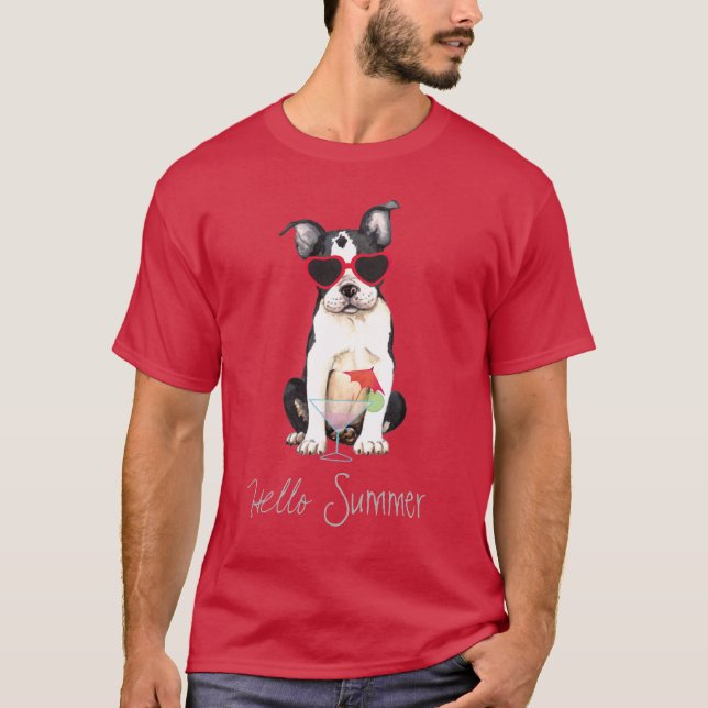Summer Boston Terrier T-Shirt (Front)